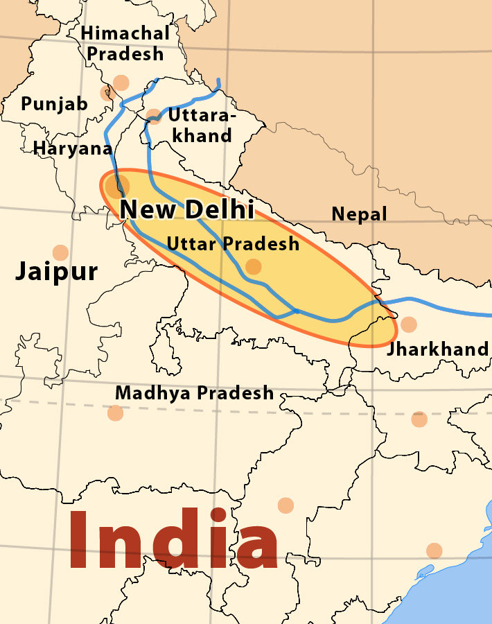 India Tour Map Ganges Plain
